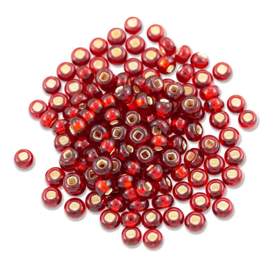 Czech Seed Bead 6/0 (4mm) Beads Silver Lined Ruby (10 Grams) Beads {1}