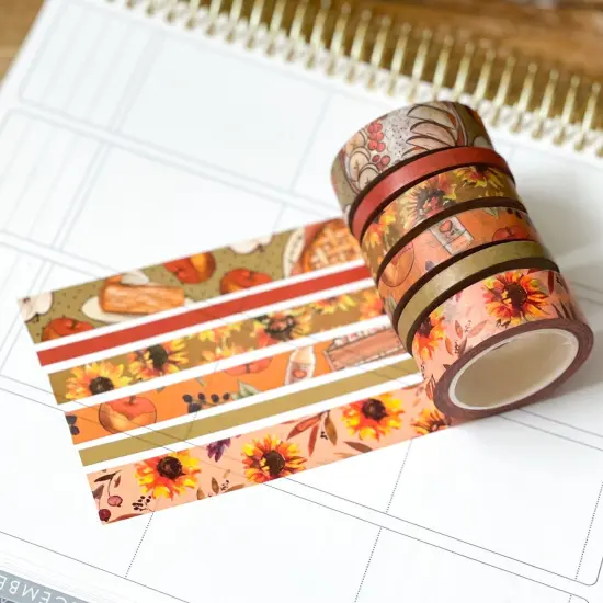 Fall Apples & Sunflowers Autumn Washi Tape Set (#W012) {3}