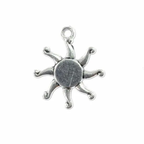 Sun Charm 19x16mm Pewter Antique Silver Plated (Package of 1) {1}