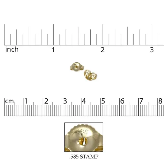 ewelrySupply Earring Backs Medium Weight 14 Karat Solid Yellow Gold (1 Pair of Earring Backs) {2}