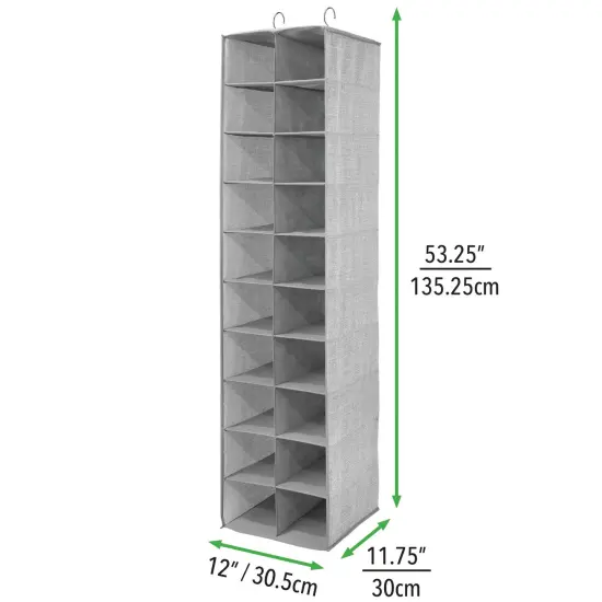 mDesign Large 20 Shelf Fabric Over Rod Closet Hanging Storage Unit {3}