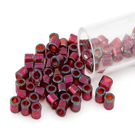 Miyuki Delica Seed Bead 8/0 Transparent Red Gold Luster {1}