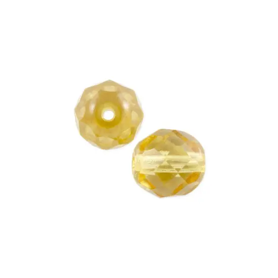 Czech Fire Polished Glass Round Beads 8mm Light Topaz (Package of 25) {1}