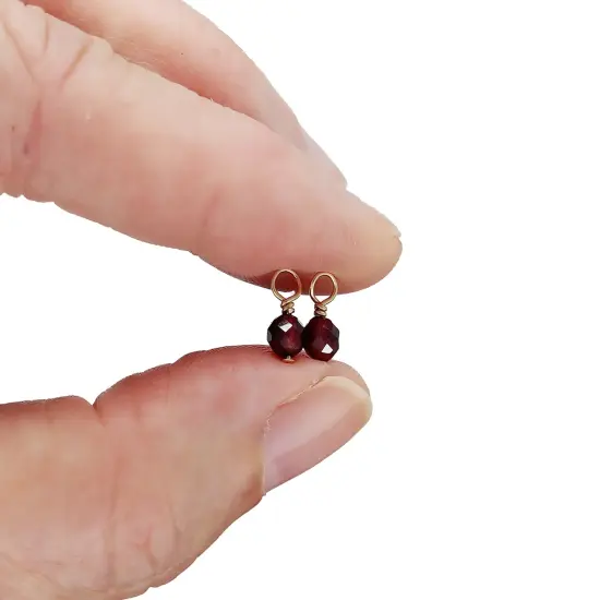 Tiny Garnet Charms with 14K Gold-Filled Wire, 2 pieces, Adorabilities {2}