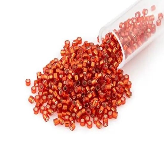 Miyuki Delica Seed Bead 11/0 Silver Lined Red Orange {1}