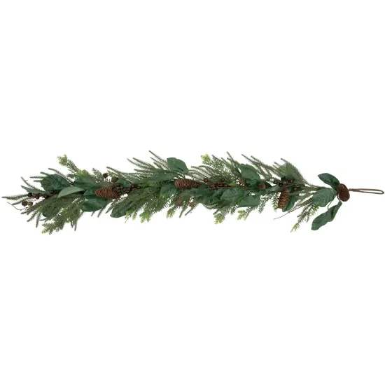 Northlight 6' Mixed Foliage with Pine Cones and Berries Christmas Garland, Unlit Green {3}
