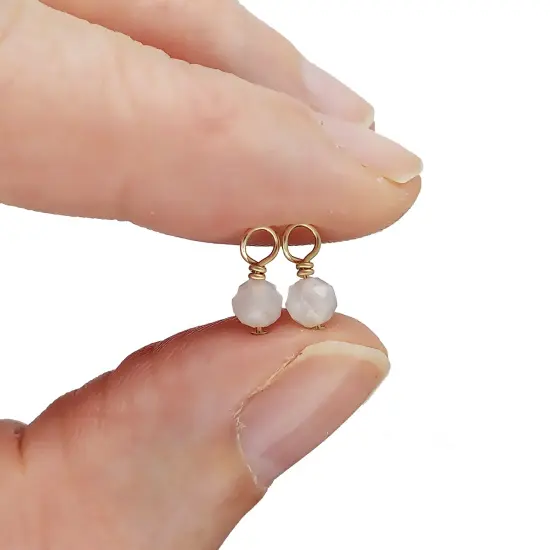 Tiny Moonstone Charms with 14K Gold-Filled Wire, 2 pieces, Adorabilities {1}