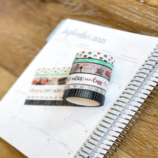 Girl Boss Working Dreams Fall Internship Teacher Apples Washi Tape Set (#W030) {3}