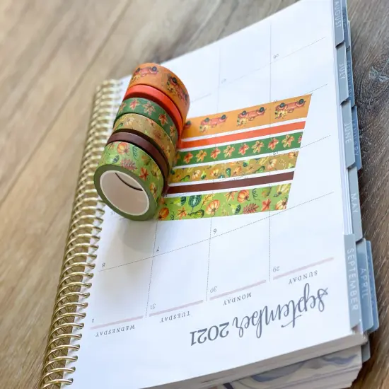 Fall Pumpkins & Leaves Orange Truck Washi Tape Set (#W031) {5}