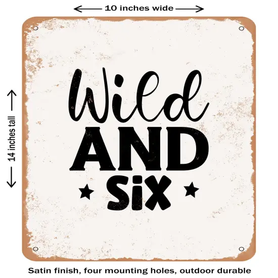 DECORATIVE METAL SIGN - Wild and Six- Vintage Rusty Look {1}
