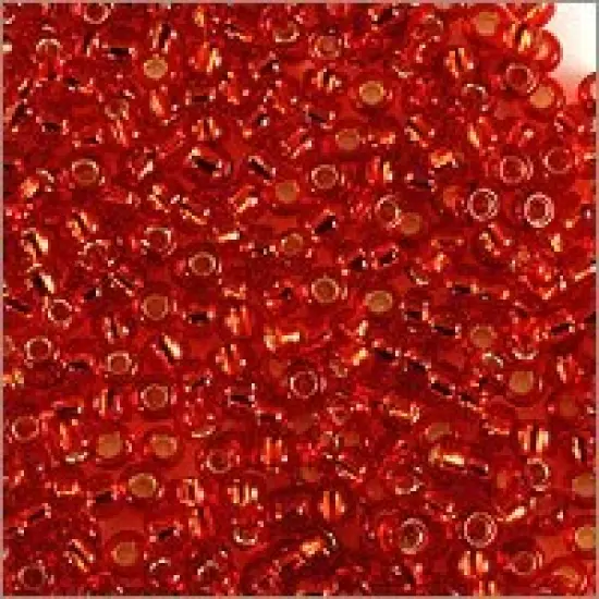 Miyuki Round Rocaille Seed Bead 15/0 Silver Lined Cherry Red {2}
