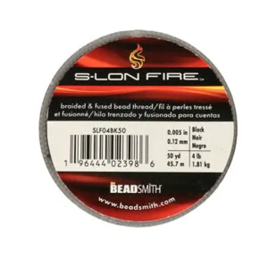 S-Lon Fire Beading Thread 4lb Black 50 Yards {1}