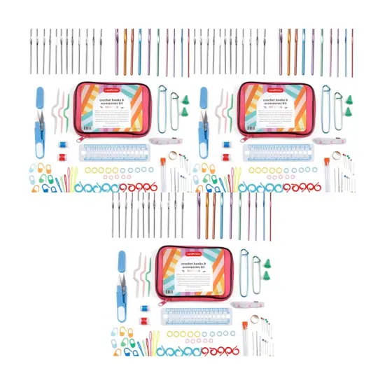 3 PACK - Incraftables Crochet Hook Set with Case 100pcs. Best Crochet Hook Kit for Beginners & Professionals. Ergonomic Crochet Tools with Needles, Scissors, Ruler, Head Pins & Accessories for Kids & Adults {1}
