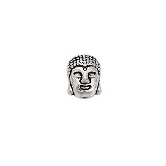 11x9 Antique Silver Plated Pewter Buddha Head Bead {1}