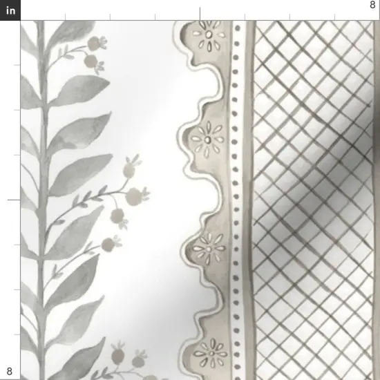 Various Fabrics by the Yard or Fat Quarter Boho Granny Chic White Beige Kitsch Floral Directional Lattice Stripes Large Scale Baroque Custom Printed Fabric by Spoonflower {4}
