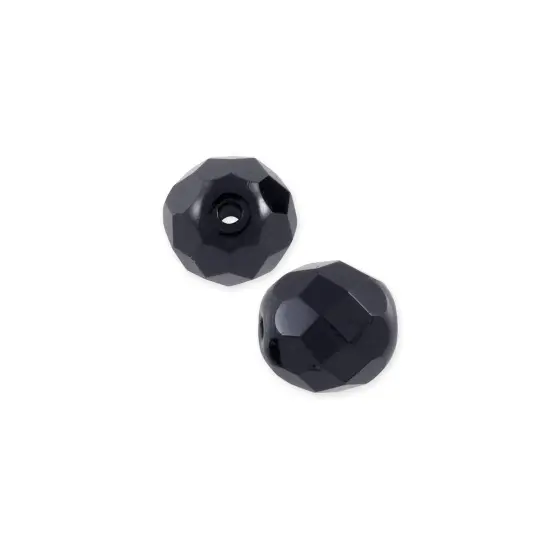 Czech Fire Polished Glass Round Beads 6mm Jet (Package of 25) {1}