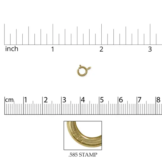Spring Ring Jewelry Clasp 5mm 14k Solid Yellow Gold {2}