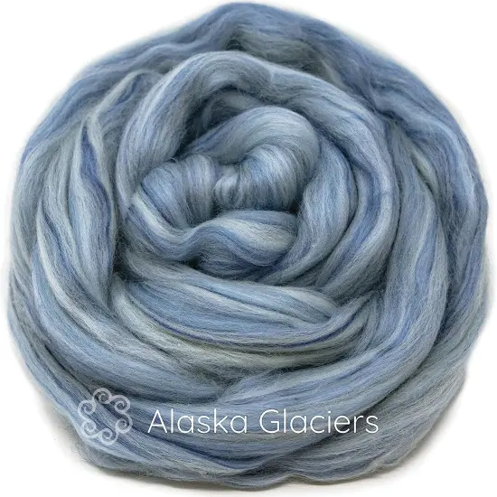 Merino Bamboo Blend Wool Fiber. Soft Combed Top Roving for Spinning & Felting. Alaska Glaciers {1}