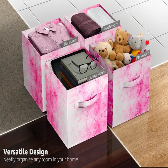 Sorbus 1-Pc 11 Inch Foldable Storage Cubes with Handles- for Organizing Home, Shelves, Nursery, Playroom, Closet and More Tie Dye Pink {6}