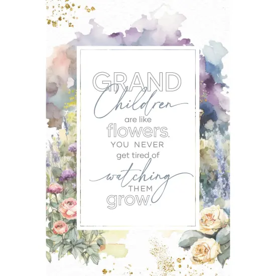Grandchildren Wood Plaque with Easel and Hook Wall Tabletop Art - 6 inches x 9 inches {1}