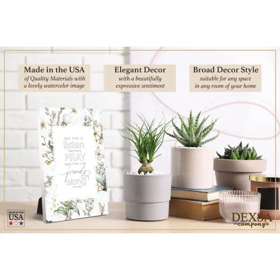 Take Time To Listen Wood Plaque with Easel and Hook Wall Tabletop Art - 6 inches x 9 inches {3}