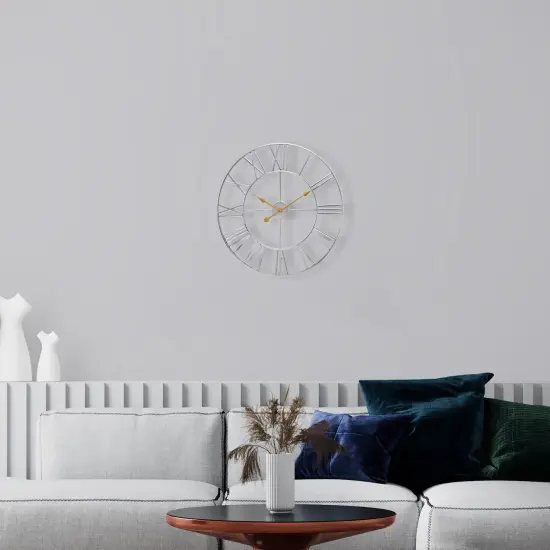 Sorbus Wall Clock for Living Room Decor - Roman Numeral Wall Clock for Kitchen - 12 inch Wall Clock Decorative Silver {2}