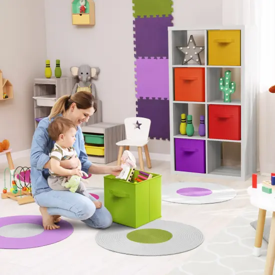 Sorbus 6 Pack 13 Inch Foldable Storage Cubes with Handles- for Organizing Home, Shelves, Nursery, Playroom, Closet and More Bright Rainbow {3}