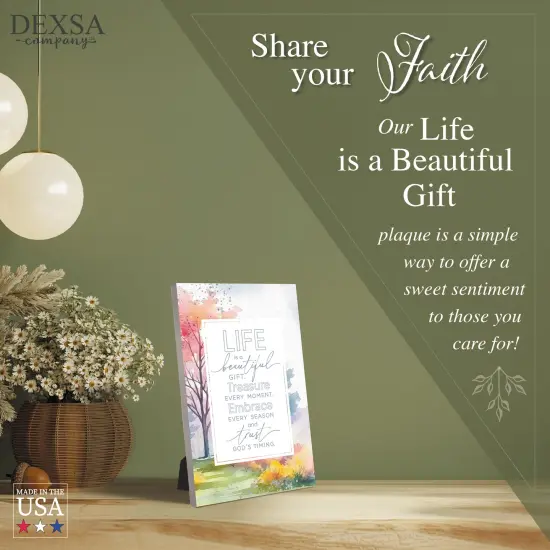 Life Is A Beautiful Wood Plaque with Easel and Hook Wall Tabletop Art - 6 inches x 9 inches {4}