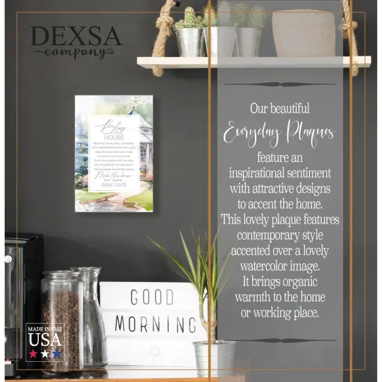 Bless This House Wood Plaque with Easel and Hook Wall Tabletop Art - 6 inches x 9 inches {2}