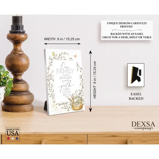 Our Family Wood Plaque with Easel and Hook Wall Tabletop Art - 6 inches x 9 inches {5}