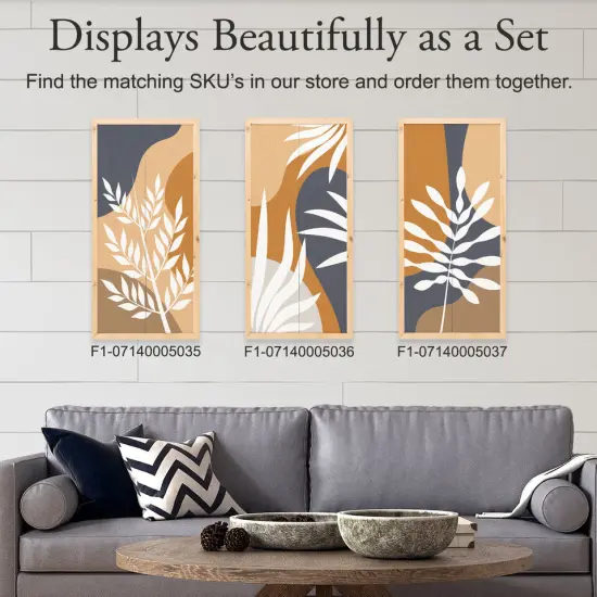 Botanical Wall Art Neutral Wood Sign Framed Mid Century Decor {3}