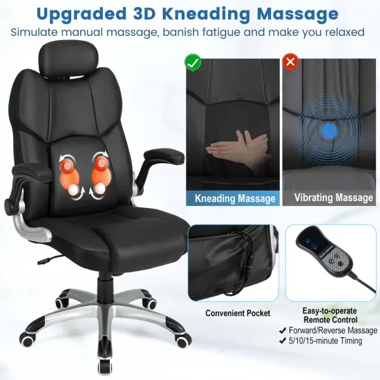 Costway Kneading Massage Office Chair Height Adjustable Swivel Chair with Flip-up Armrests {5}