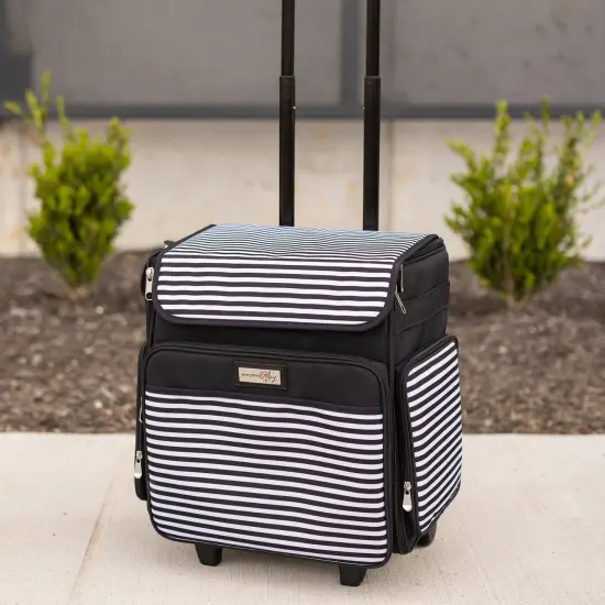 Collapsible Rolling Scrapbook & Featherweight Case, Black & White Stripe {2}