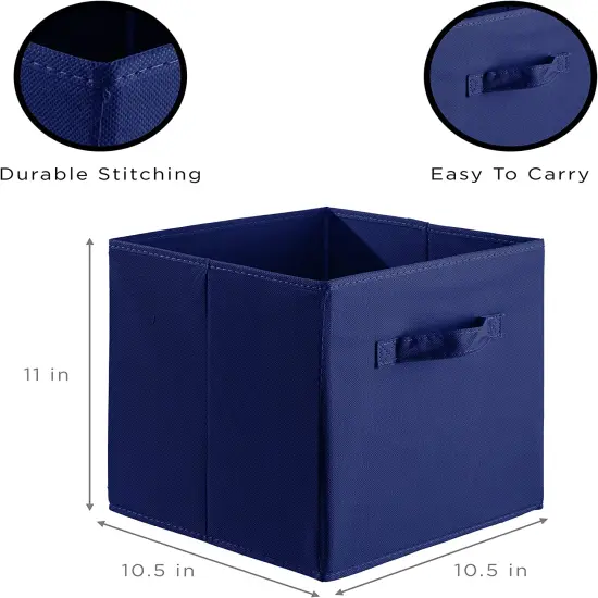 Sorbus Fabric Collapsible Cube Storage Bins Set (6 Pack) Royal Blue {3}