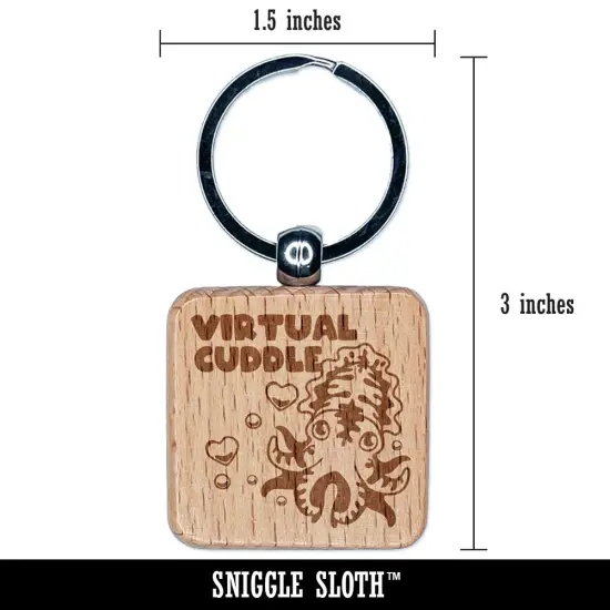 Virtual Cuddle Cuttlefish Engraved Wood Square Keychain Tag Charm {2}