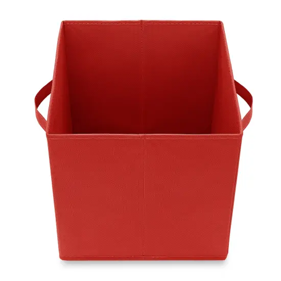 6 Collapsible Foldable Cloth Fabric Cubby Cube Storage Bins Baskets. Red {4}