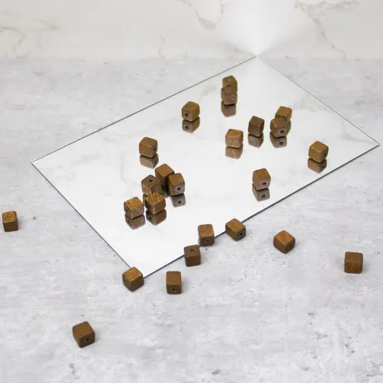 6 Packs of Wood Beads 9mm Cube Drk Brown 2/8" Str {4}