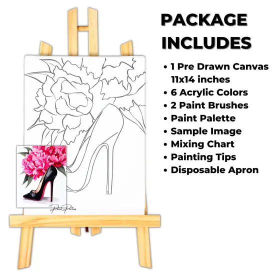 "Glass Of Hearts" DIY Canvas Art Kit, Adult Beginner, Acrylic Paint Size 11x14 inch {2}