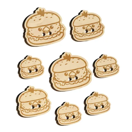 Cute Chicken Sandwich Wood Buttons for Sewing Knitting Crochet DIY Craft {7}