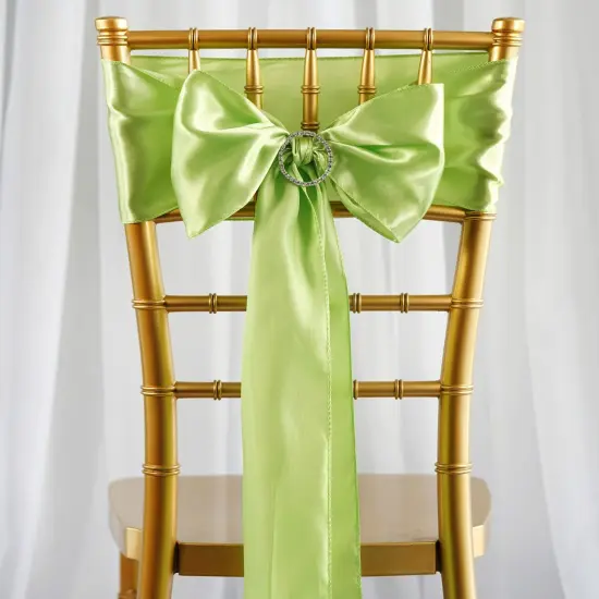 10Pcs Satin Chair Sashes for Wedding Reception Decor Apple green {1}