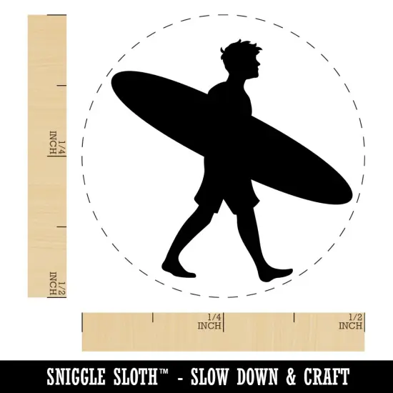 Surfer Man with Surfboard Walking Self-Inking Rubber Stamp Ink Stamper for Stamping Crafting Planners UV {1}