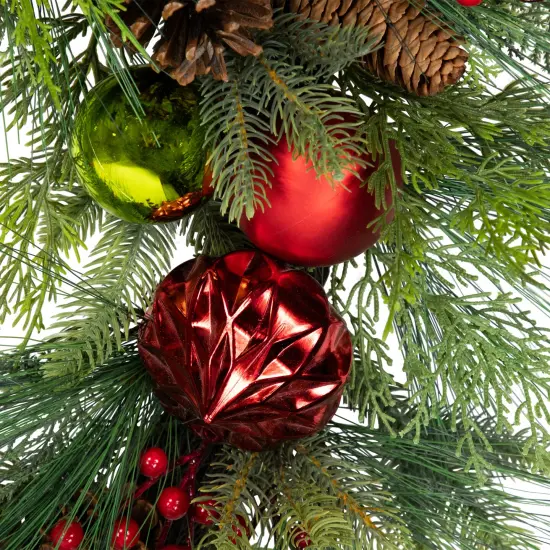 Northlight Real Touch&trade; Berries, Pinecones and Ornaments Artificial Christmas Wreath - 36" - Unlit Green {7}