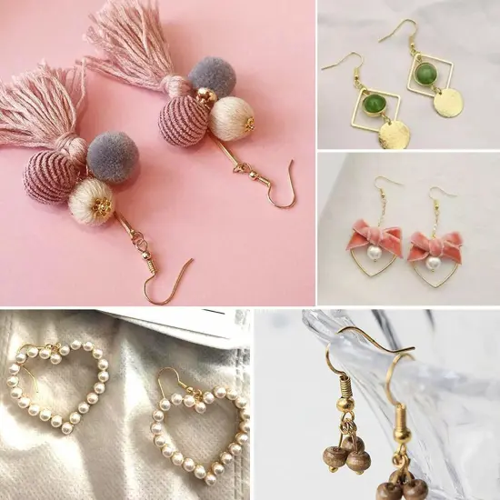 Kitcheniva 200 Pcs DIY Jewelry Making Findings Earring Hook Coil Ear Wire Rose gold {3}