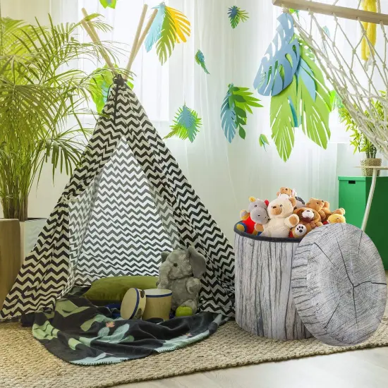 Sorbus Storage Ottoman Foldable Collapsible with Lid Cover Gray {4}