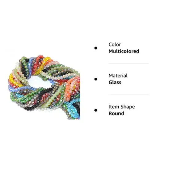 Faceted Glass Crystal Beads1350 Pieces Strands Briolette Rondelle Crystal Beads Spacer for Jewelry Making 15 Colors 6MM {2}