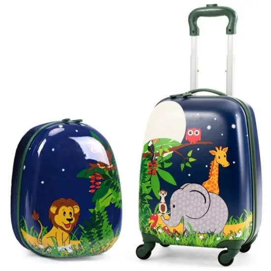 2 Pieces 12 Inch 16 Inch Kids Luggage Set with Backpack and Suitcase for Travel {1}