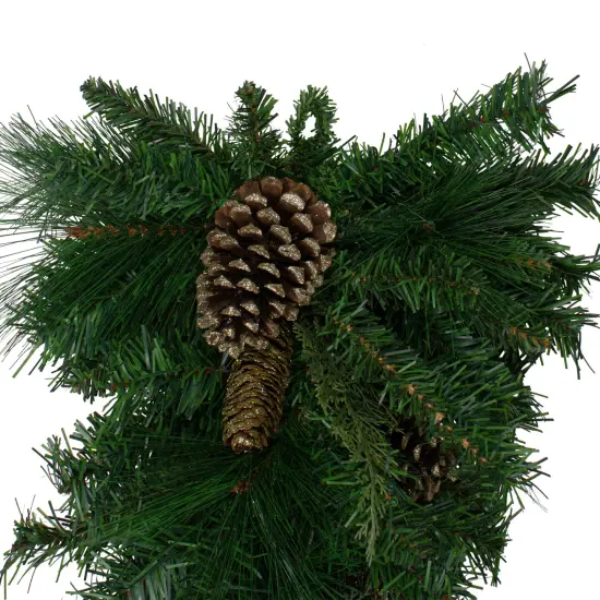 Northlight Artificial Mixed Pine with Glitter Pine Cones Christmas Teardrop Swag - 28" - Unlit Green {4}
