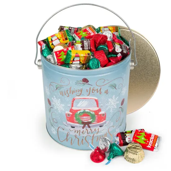 255 pcs Christmas Gift Tin with Hershey's Holiday Chocolate Candy Mix (3.7 lb) {1}