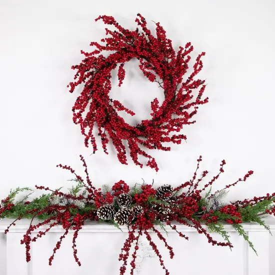Northlight Red and Burgundy Berry Artificial Christmas Wreath, 22-Inch Unlit {4}