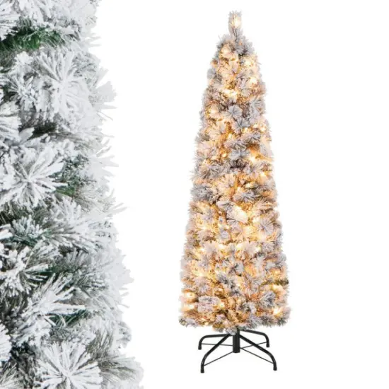 Slim Pencil Xmas Decor Pre-Lit Artificial Christmas Tree {3}
